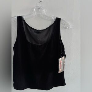 Donna Black Sleeveless Velvet Velour Top Tank BNWT Vintage Classic Whimsigoth M